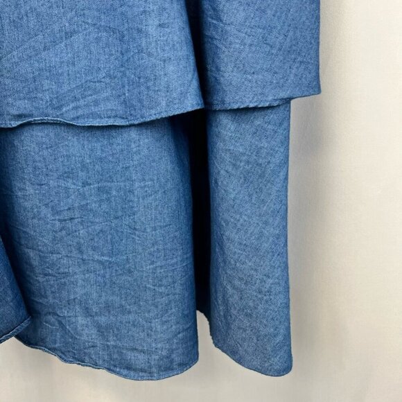 143 Story By Line Up Womens Blue Layered Ruffled Top V Neck Sleeveless Small - Picture 7 of 10